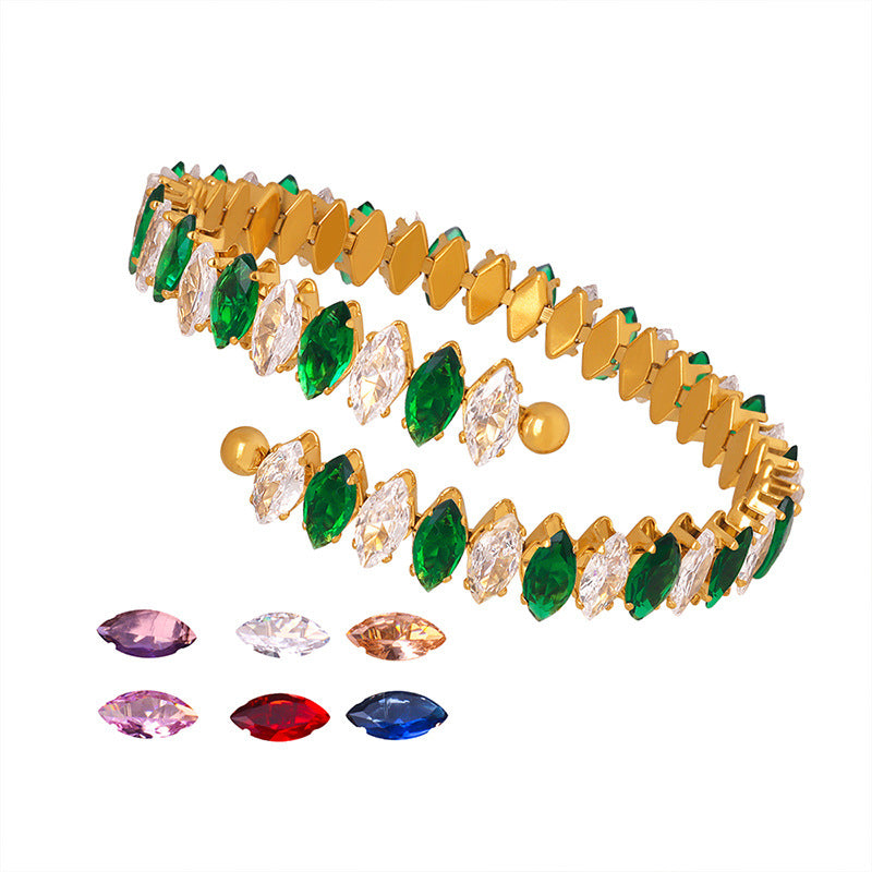 New high-end fashion personalized niche design light luxury inlaid with colored zircon bracelet jewelry women
