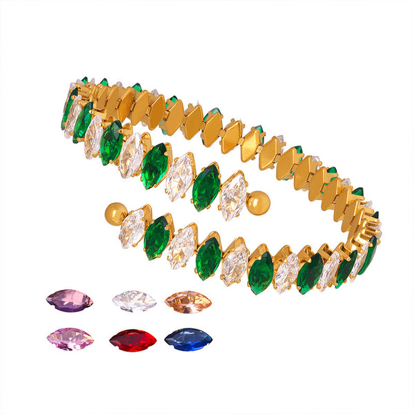 New high-end fashion personalized niche design light luxury inlaid with colored zircon bracelet jewelry women