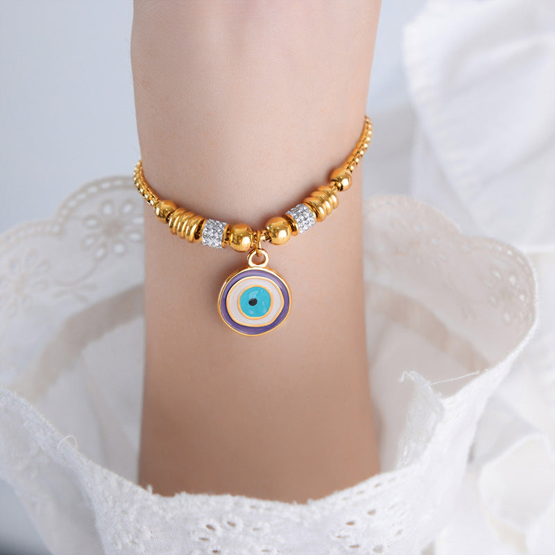 Retro personality versatile all kinds of exaggerated eye pendant titanium steel bracelet women's jewelry spot wholesale pp