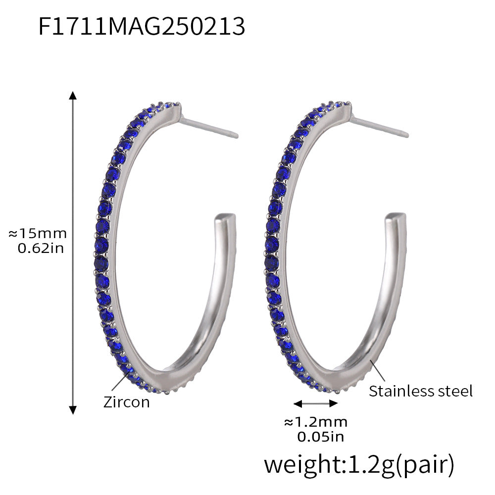 Fine titanium steel inlaid zircon earrings fashion light luxury personalized temperament earrings spot wholesale