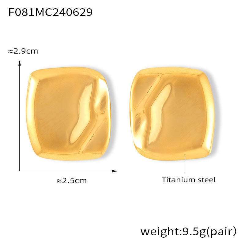 Fashion Commuter Minimalist Style Personality Niche Versatile Accessories Geometric Irregular Texture Design Titanium Steel Stud Earrings