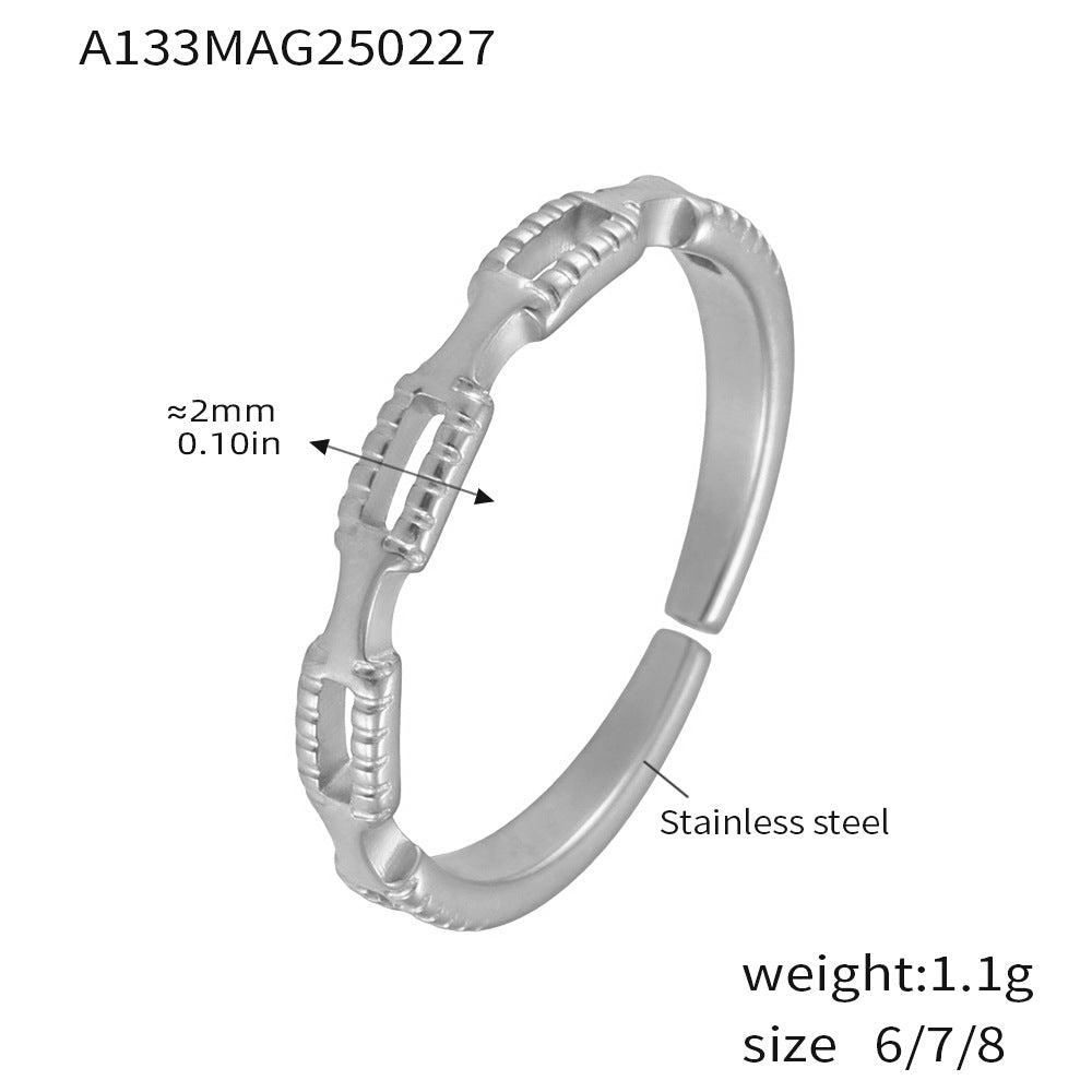 Irregular open ring ins wind niche design titanium steel PVD plated 18K real gold color retention ring women