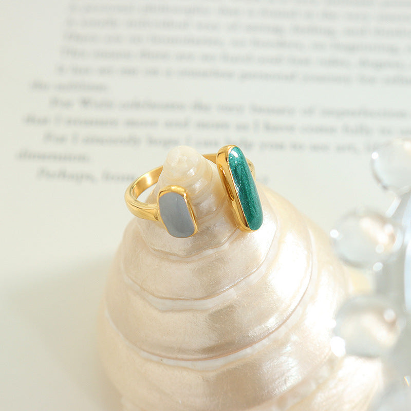 Neutral wind opening adjustable enamel handmade oil drop ring titanium steel gold-plated ring personalized jewelry