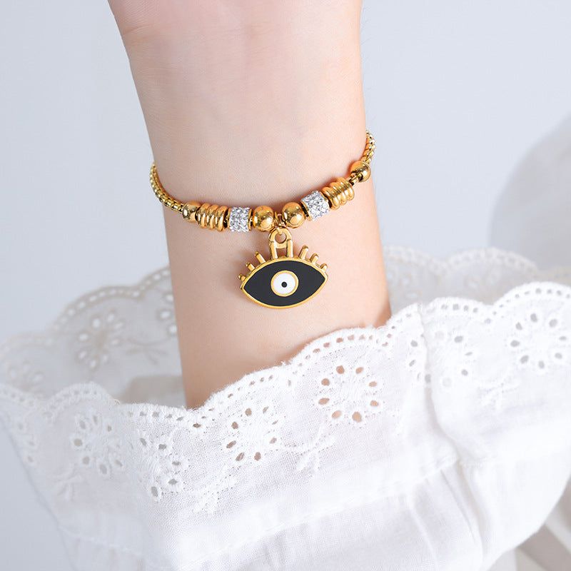 Retro personality versatile all kinds of exaggerated eye pendant titanium steel bracelet women's jewelry spot wholesale pp