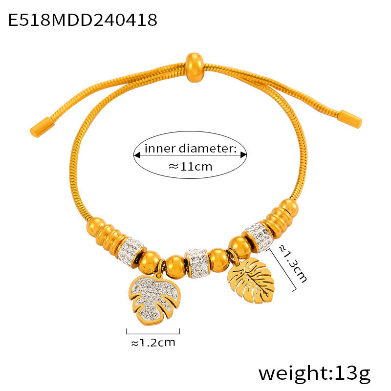 Hot-selling diamond-encrusted ring design snake bone chain jewelry love life tree pendant pull-out buckle titanium steel bracelet