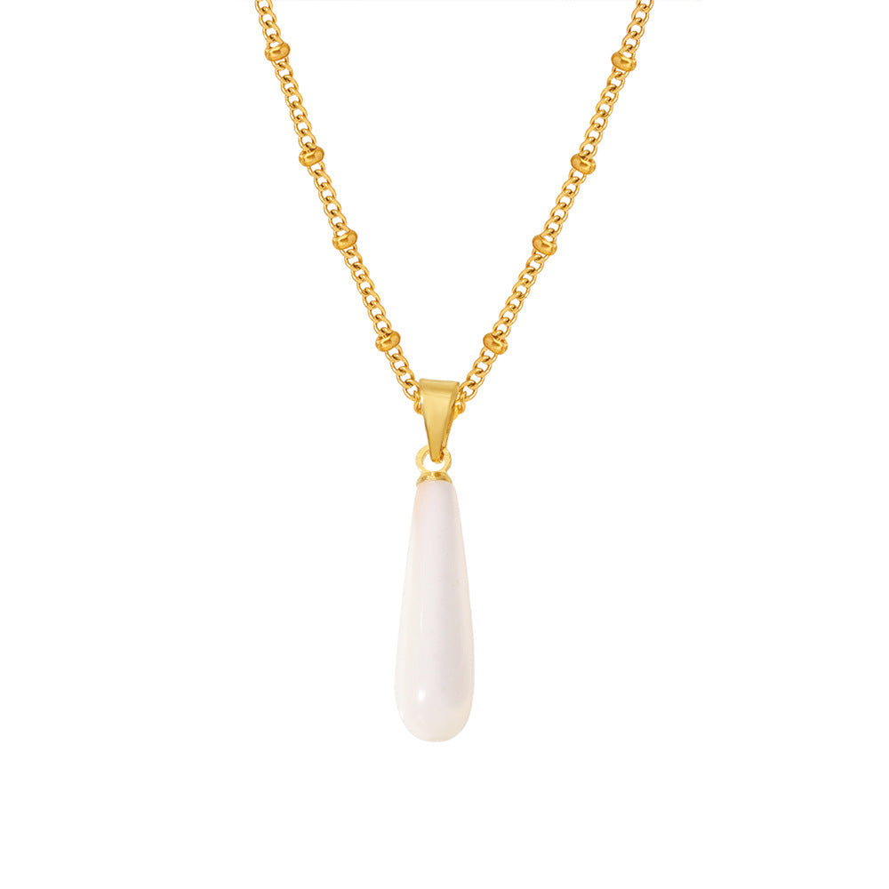 Water drop shell pendant, collarbone necklace, stainless steel plated 18k gold simple light luxury neck chain necklace, spot 99.