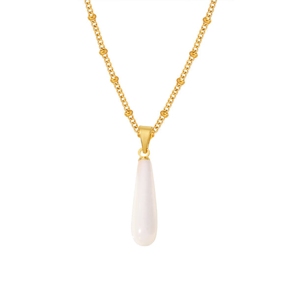 Water drop shell pendant, collarbone necklace, stainless steel plated 18k gold simple light luxury neck chain necklace, spot 99.