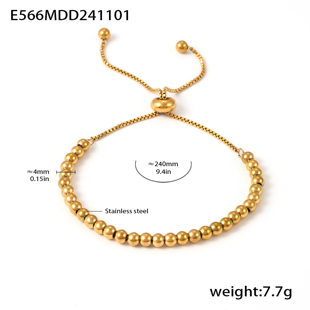 Niche versatile 4mm small steel ball bracelet stainless steel PVD electroplating rich luxury beaded bracelet