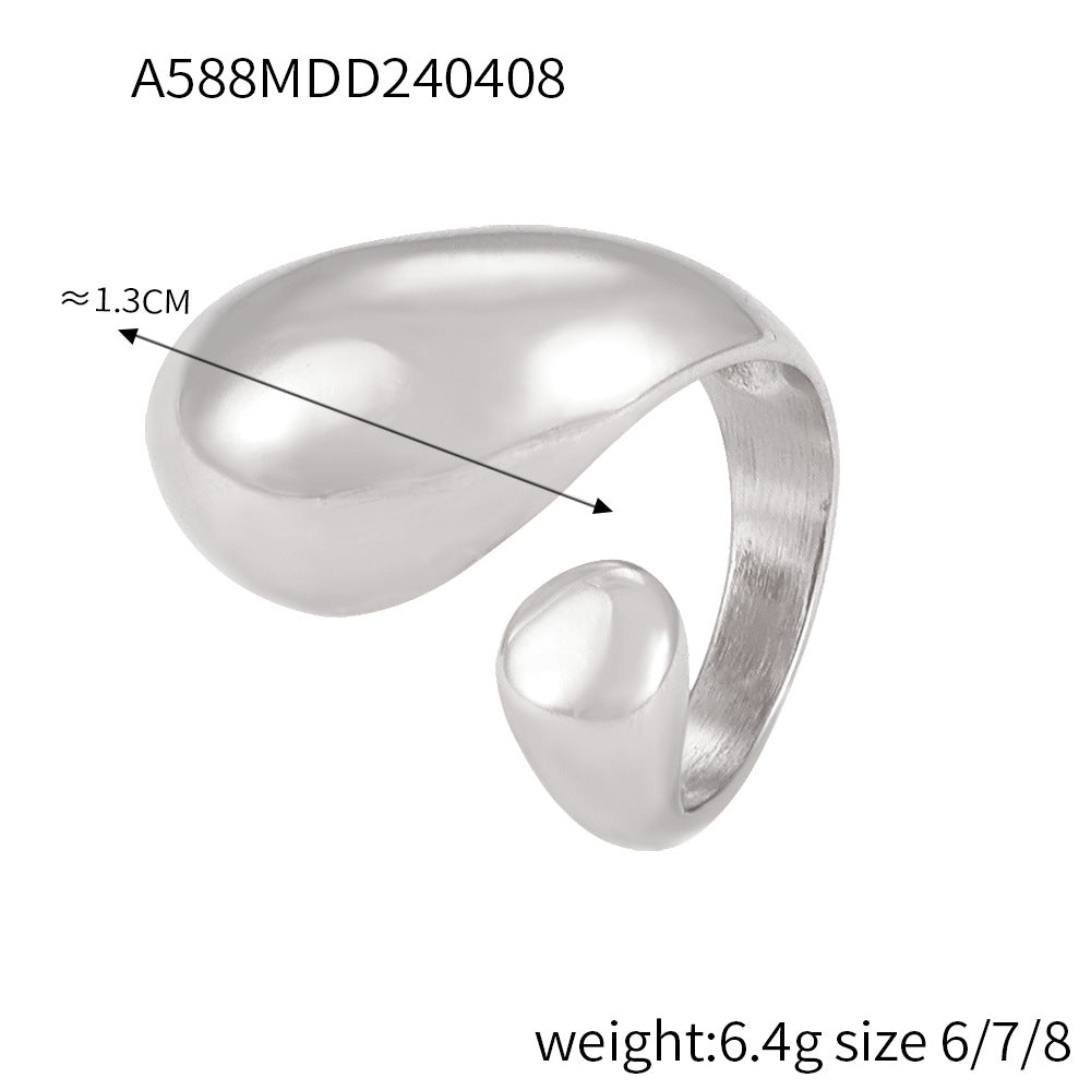 Personalized diamond-set design sense geometric ring female niche texture titanium steel gold-plated index finger ring