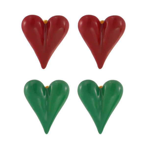 Weights Color Glaze Peach Heart Earrings Niche Love Earrings Women's Stainless Steel PVD Electroplating Factory Spot