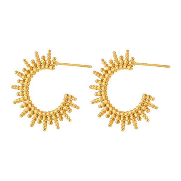 C-shaped sun ray radiation earrings new fashionable earrings stainless steel PVD plated 18K real gold jewelry
