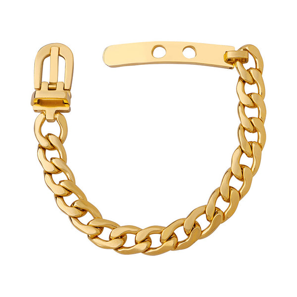 Bracelet Thick Chain Press Buckle Strap Buckle Bracelet Titanium Steel Plated 18k Gold Temperament Hand Jewelry E199