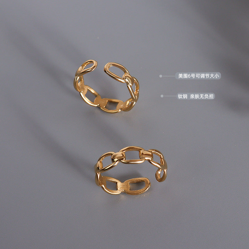 Marka Bone Joint Hollow Ring Versatile Tail Ring Opening Adjustable Ring Gold Plated