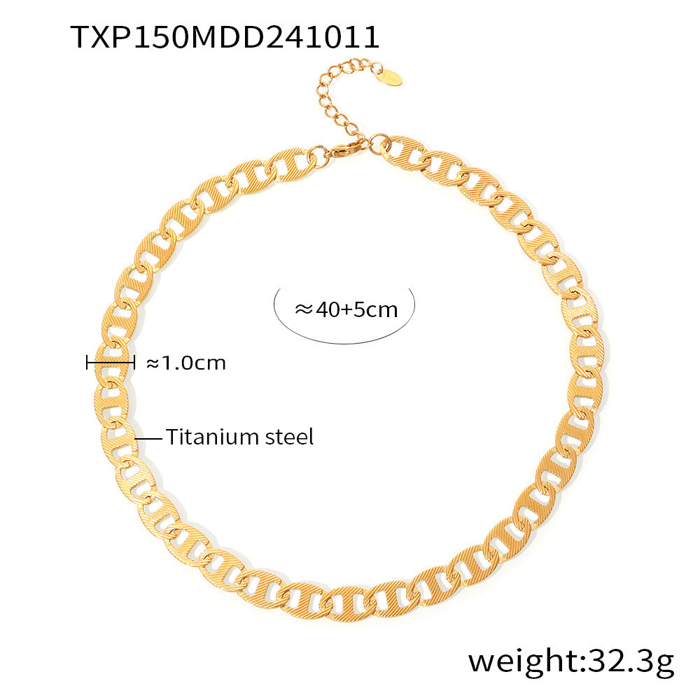 Jewelry ins wind cross-border Japanese handmade chain plated 18k real gold titanium steel necklace bracelet set wholesale pp