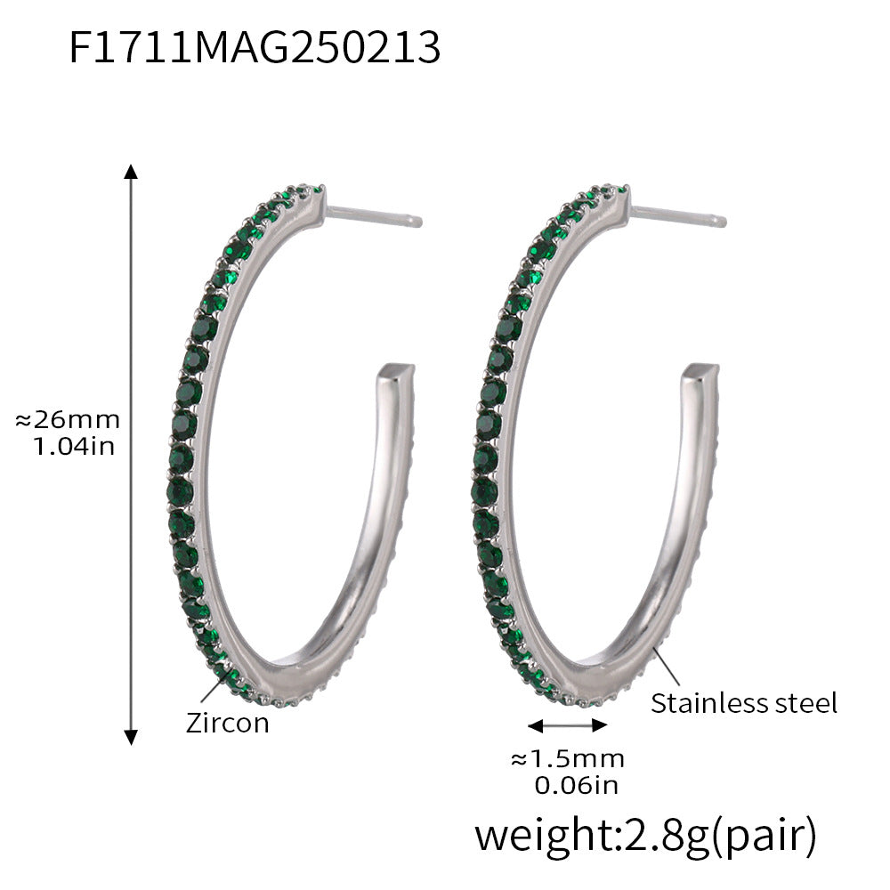 Fine titanium steel inlaid zircon earrings fashion light luxury personalized temperament earrings spot wholesale
