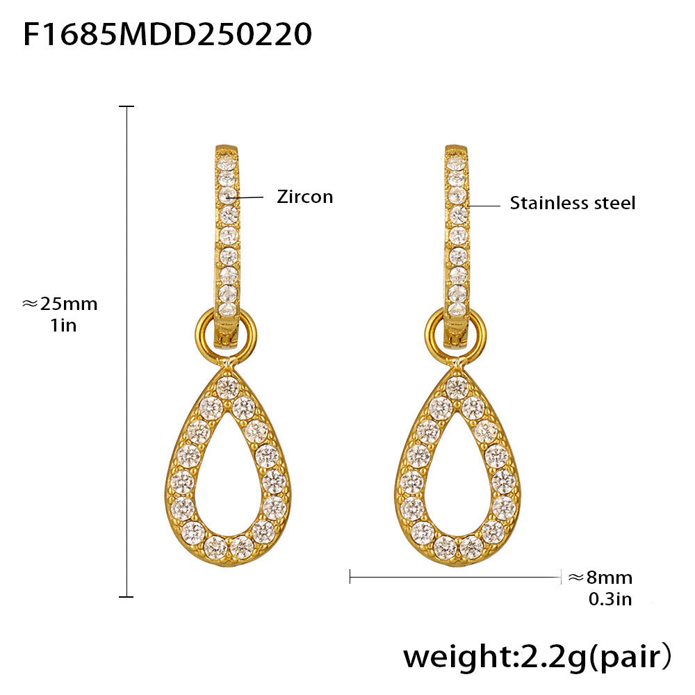Fashion light luxury butterfly zircon pendant earrings, new hot-selling stainless steel non-fading exquisite earrings collection 99
