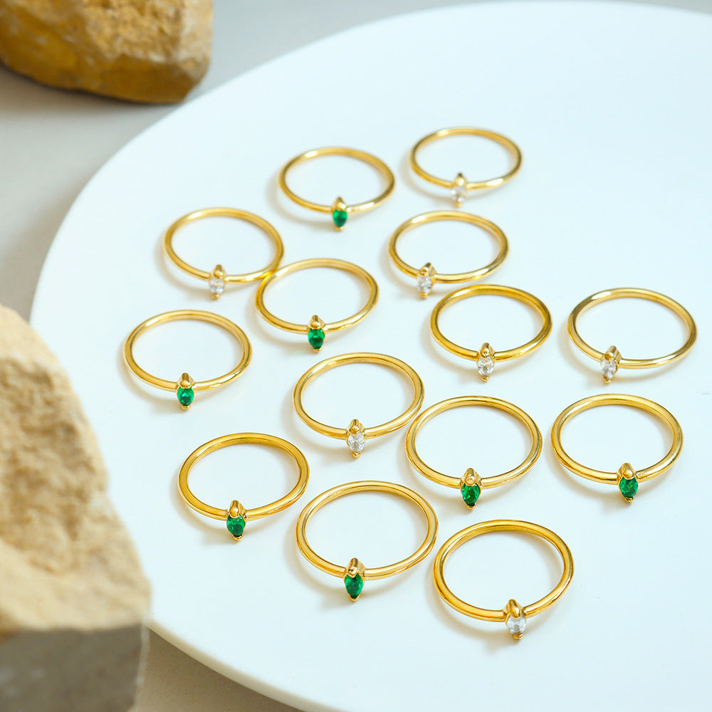 Rhombus inlaid zircon design ring minimalist ring ring fashion titanium steel hot-selling exquisite jewelry