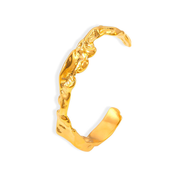 Hot Sale Irregular Beating Wave Pattern Bracelet Personalized Opening Stainless Steel Plated 18K Gold Jewelry Women's PP