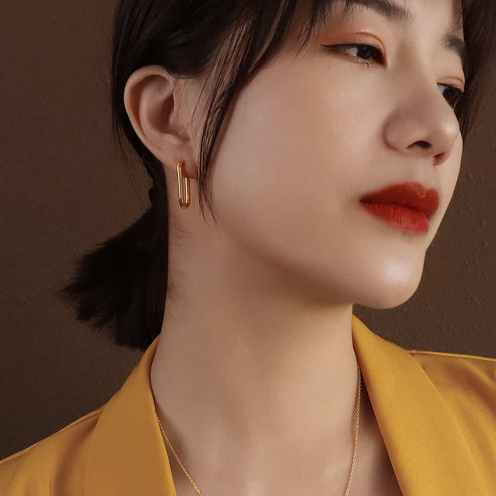 Marka Jewelry earringU Geometric Earrings Stud Earrings Titanium Steel 18k Gold Earrings F456
