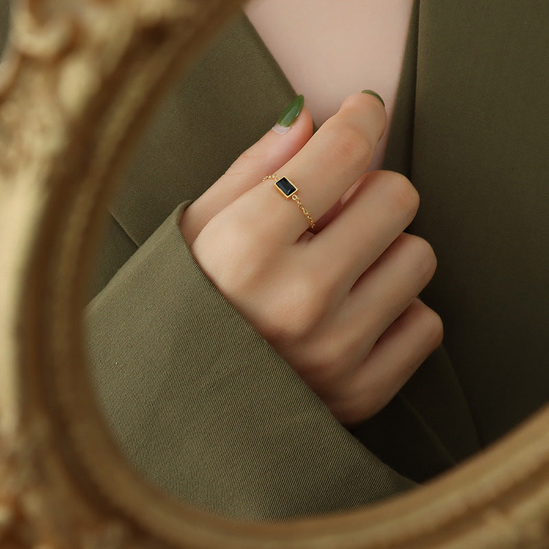 Fashion finger chain, zircon inlaid pull-out ring creative trend metal hand jewelry A276pp