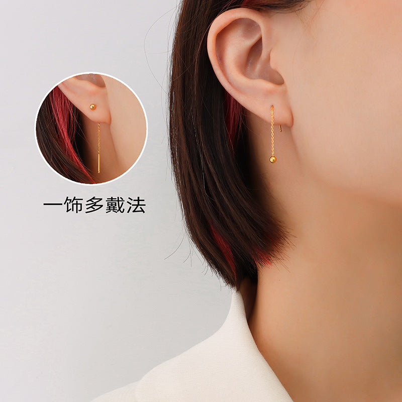 Choker romantic line simple temperament line earrings women's retro earrings titanium steel plated 18K jewelry women