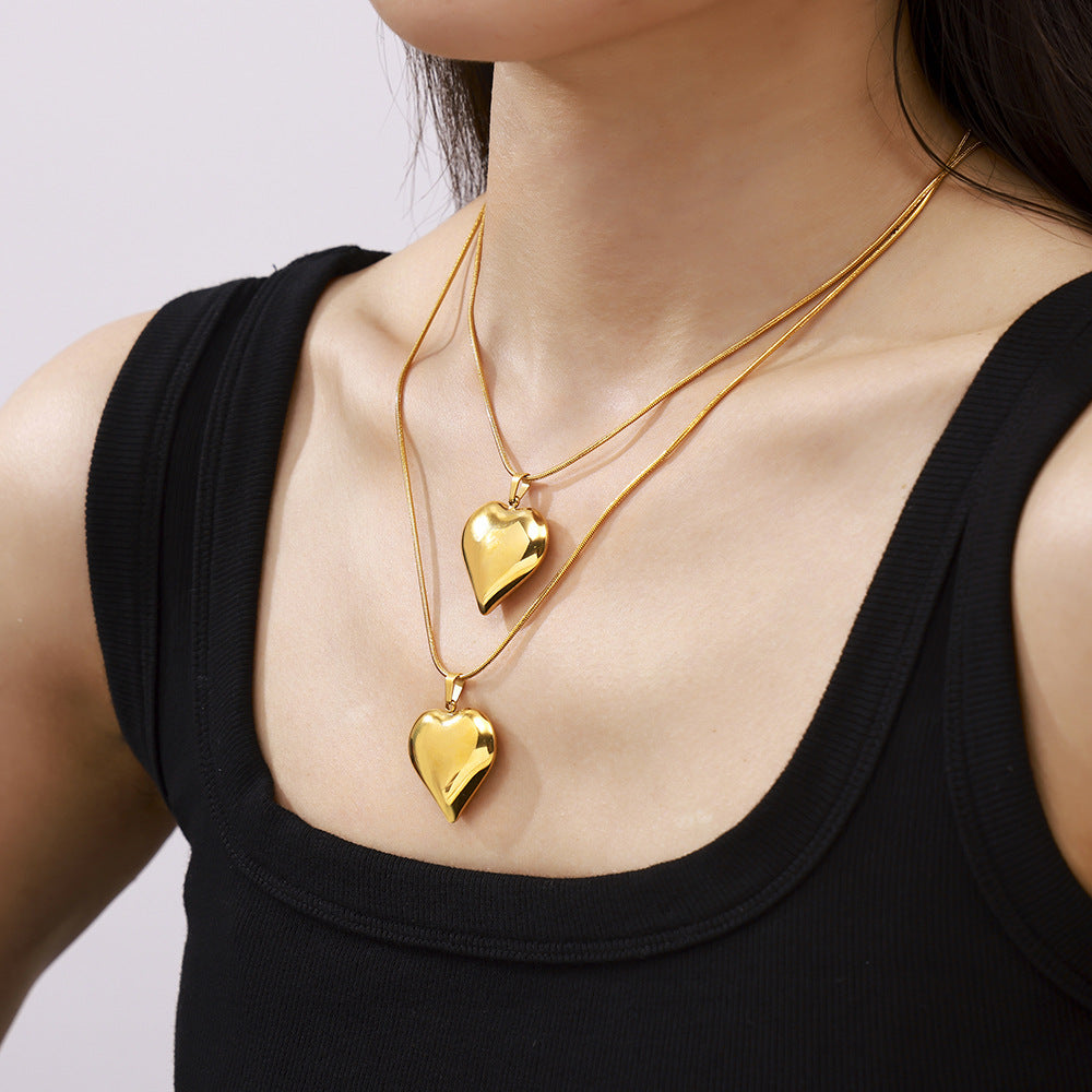 Simple personality elegant temperament love pendant jewelry geometric snake bone chain fashion versatile titanium steel necklace pp