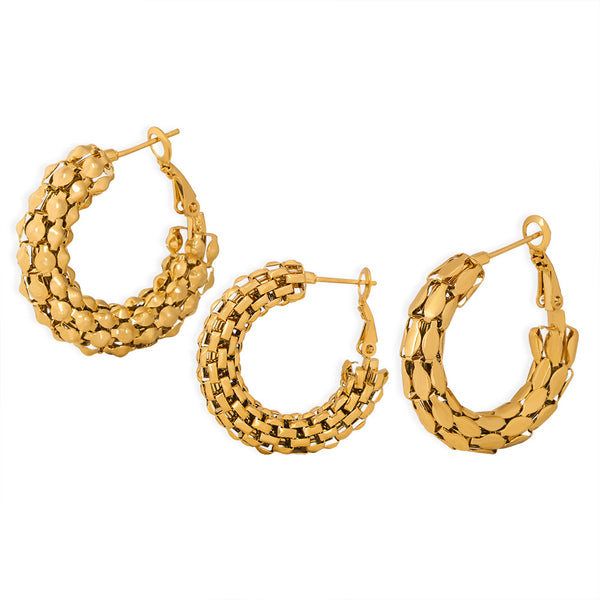 New fashion style personalized design niche hollow titanium steel gold-plated geometric earrings jewelry women's wholesale