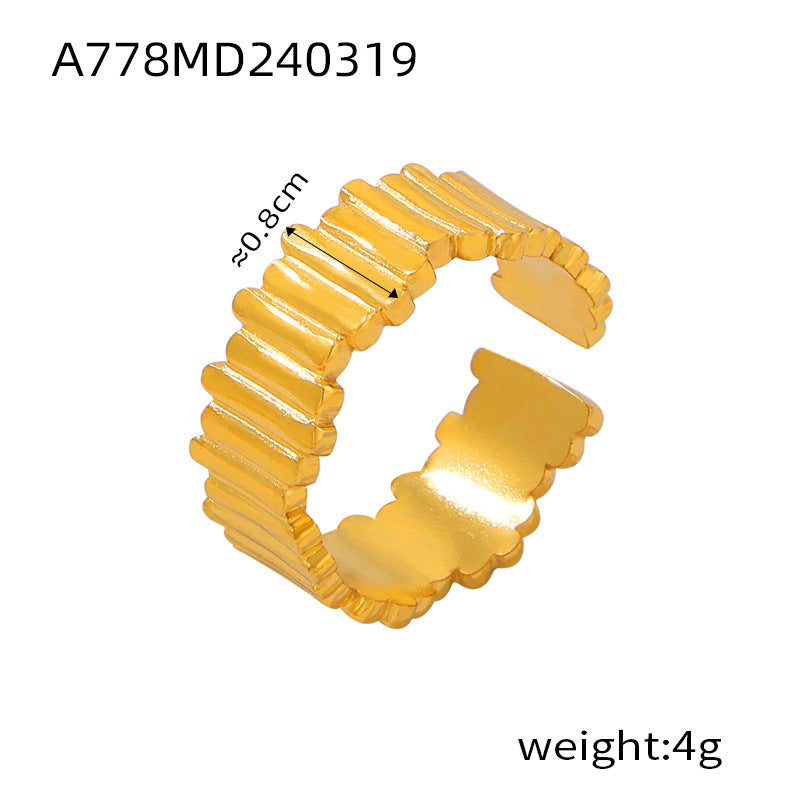 Simple and personalized design jewelry geometric texture splicing ring titanium steel multi-layer stacked wind index finger ring pp