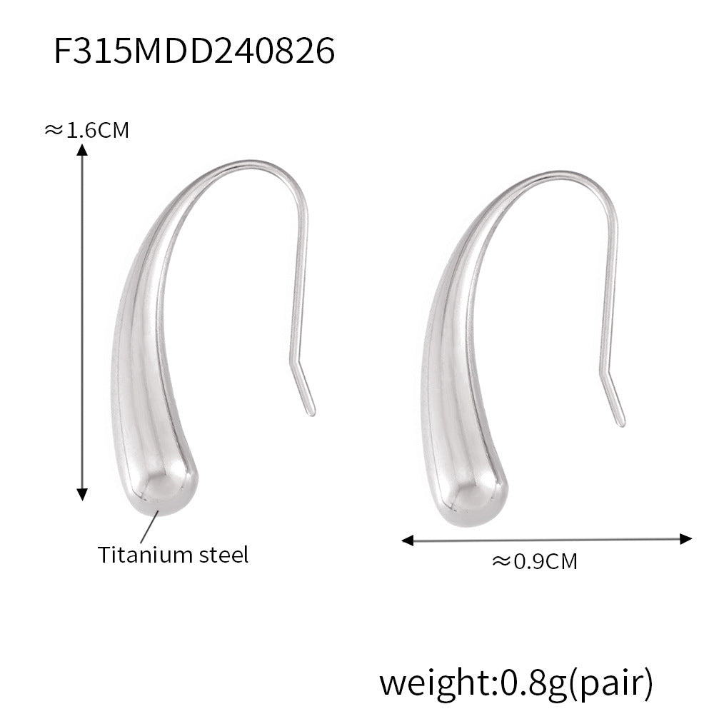 Small and exquisite water drop earrings women's titanium steel plated 18k real gold simple earrings curved hook jewelry women's 99