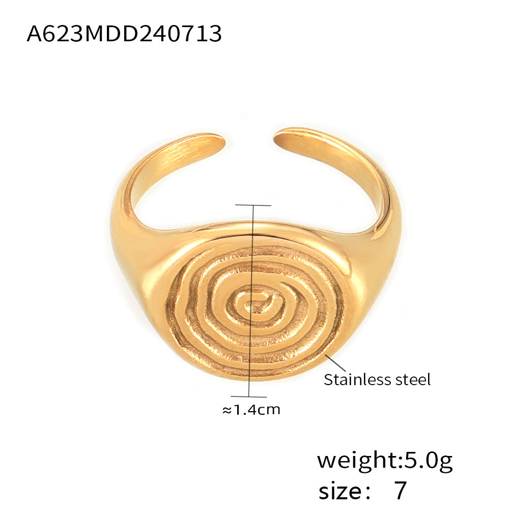 Chic style love hammer ring stainless steel plated 18k gold opening retro design niche temperament jewelry