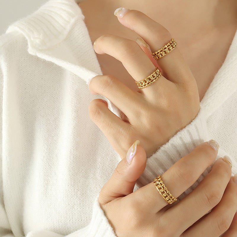 Simple personalized plain ring hollow index finger ring couple ring does not fade titanium steel jewelry A12599