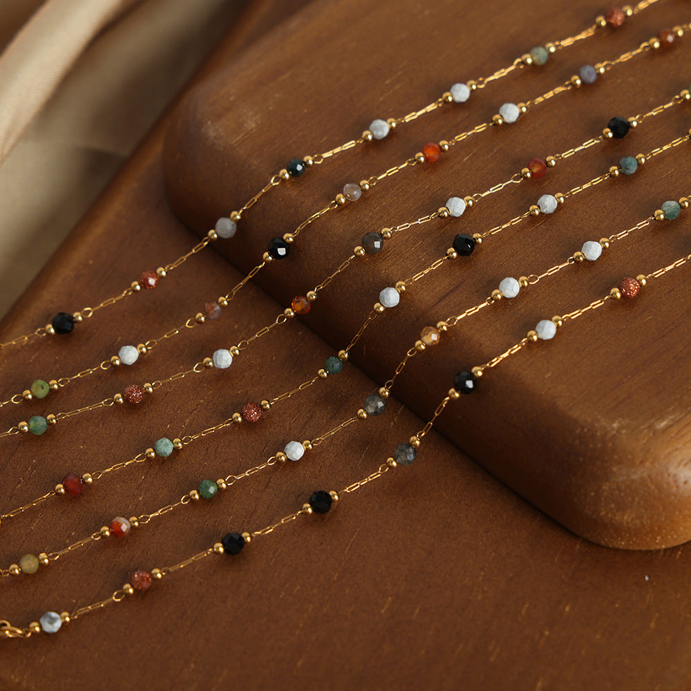 New fashion niche design, simple personality, natural handmade beaded necklace, bracelet set, jewelry women
