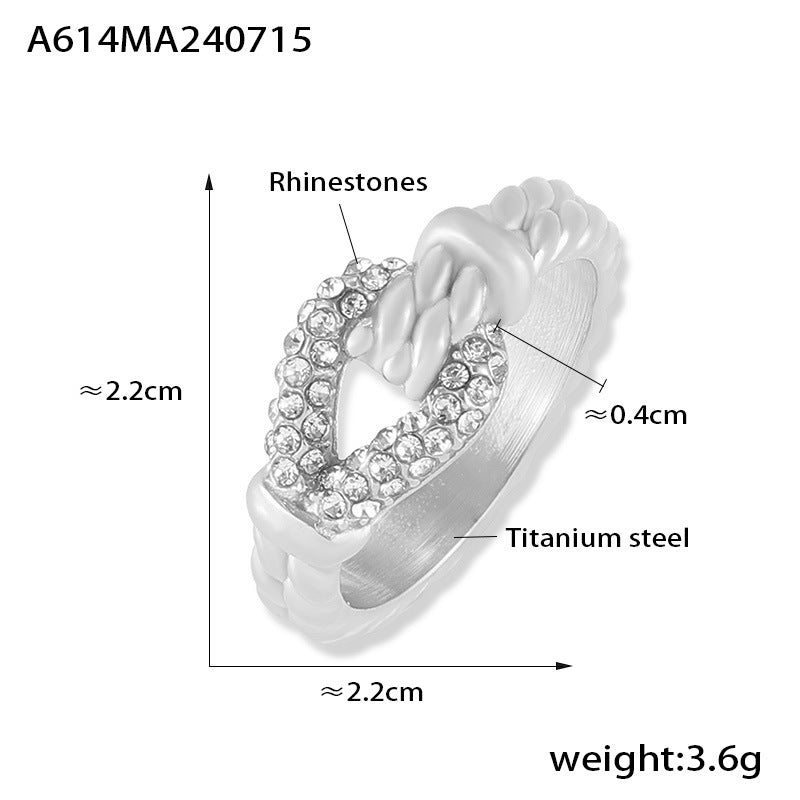 Hot-selling diamond-set twist edge ring women's versatile personality design titanium steel plated 18k gold new index finger ring pp