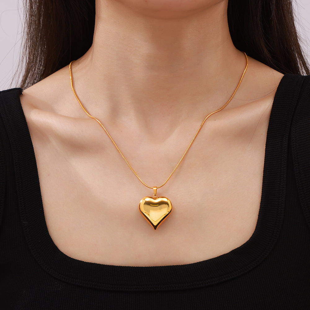 Simple personality elegant temperament love pendant jewelry geometric snake bone chain fashion versatile titanium steel necklace pp