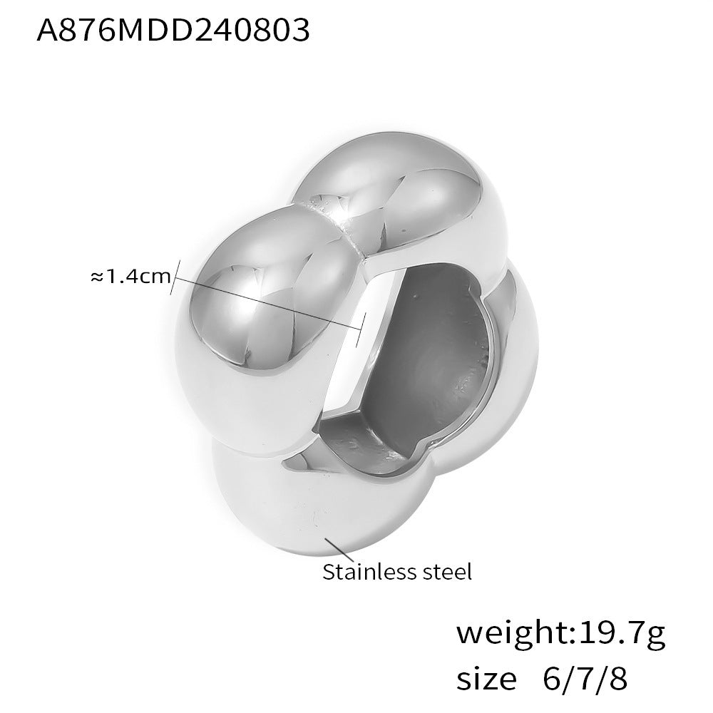 Fashion Hollow Flower Smooth Geometric Ring Women's 18k Real Gold Stainless Steel Ring Jewelry Wholesale