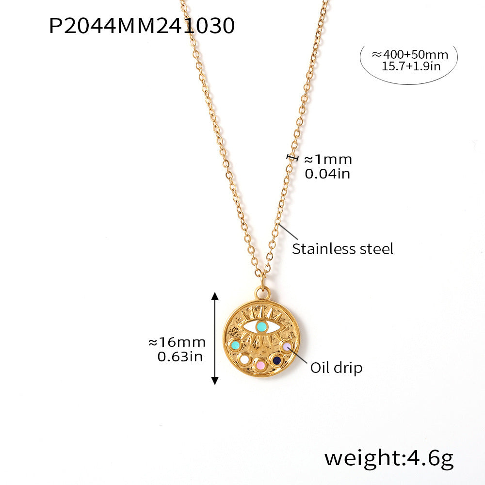 Devil's Eye Zircon Necklace Ring Creative Trend Titanium Steel 18K Electroplating Real Gold Color Retaining Spot Jewelry