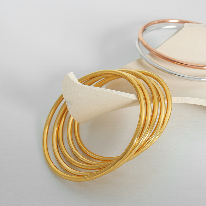 Simple niche design Titanium steel gold-plated plain ring ring bracelet Versatile jewelry women's bracelet 99