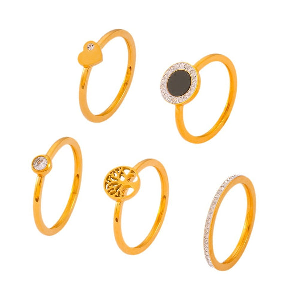 Jewelry, Tree of Life smooth titanium steel plated 18K real gold ring, love belt diamond tail ring, spot wholesale pp