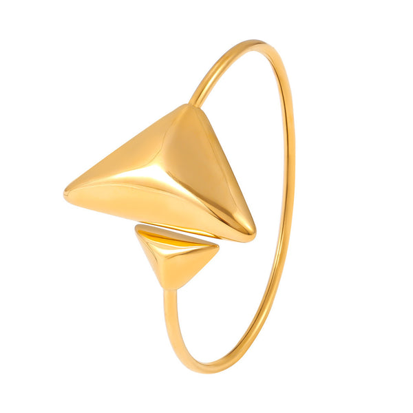 Stainless steel spring size triangular opening accessories bracelet light luxury simple plating 18K real gold color retention 99