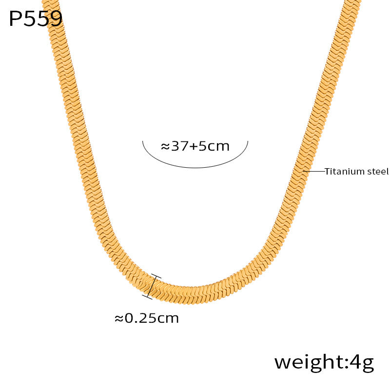 Fashion commuter simple personality versatile blade chain jewelry four-leaf clover inlaid zircon pendant titanium steel gold-plated necklace pp