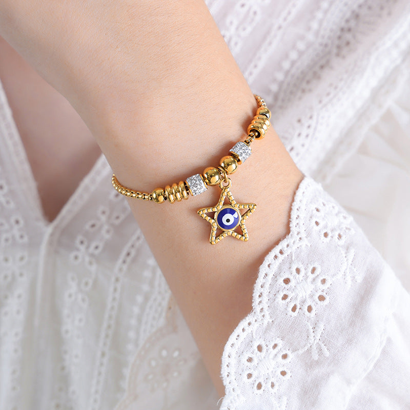 Retro personality versatile all kinds of exaggerated eye pendant titanium steel bracelet women's jewelry spot wholesale pp