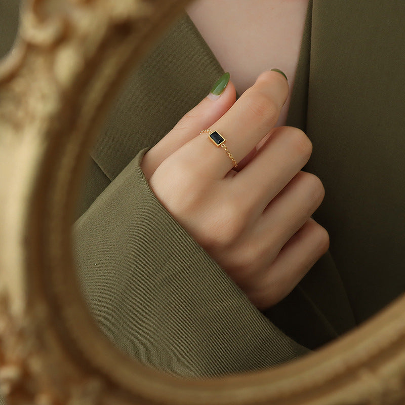 Fashion finger chain, zircon inlaid pull-out ring creative trend metal hand jewelry A276pp