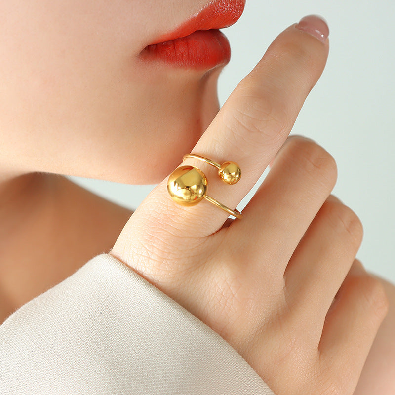Jewelry Women's Personality Versatile Single Product Ring Fashion New Trendy Titanium Steel Ball Finger Ring Jewelry A101