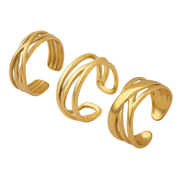 Love cross C-shaped open ring, three stacked rings do not fade, couple ring A187-99