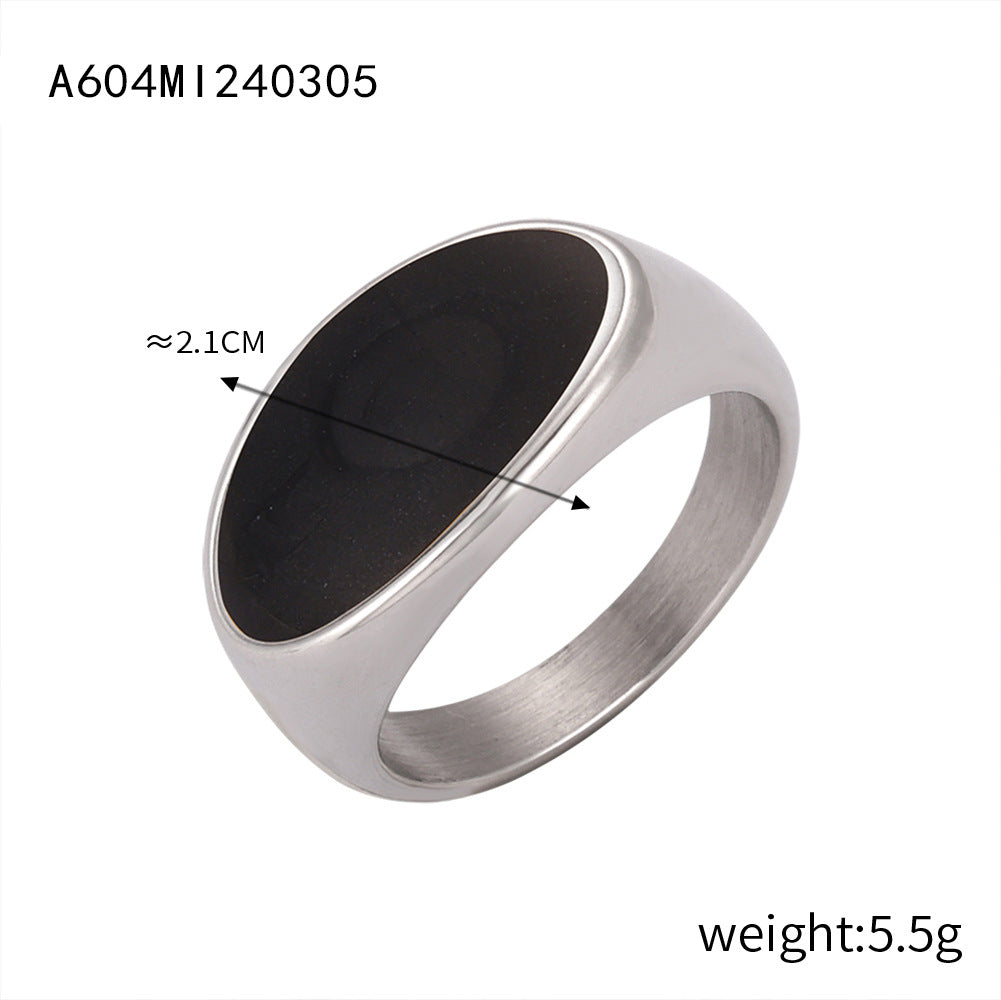 Retro fashion personalized titanium steel gold-plated geometric enamel color glaze ring ring jewelry wholesale women