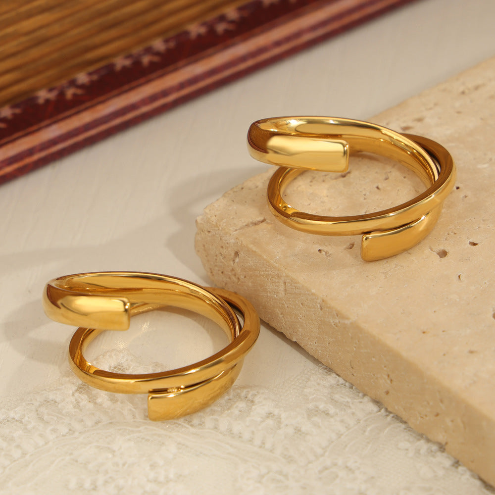 New simple personality niche design titanium steel gold-plated irregular fashion ring jewelry wholesale pp