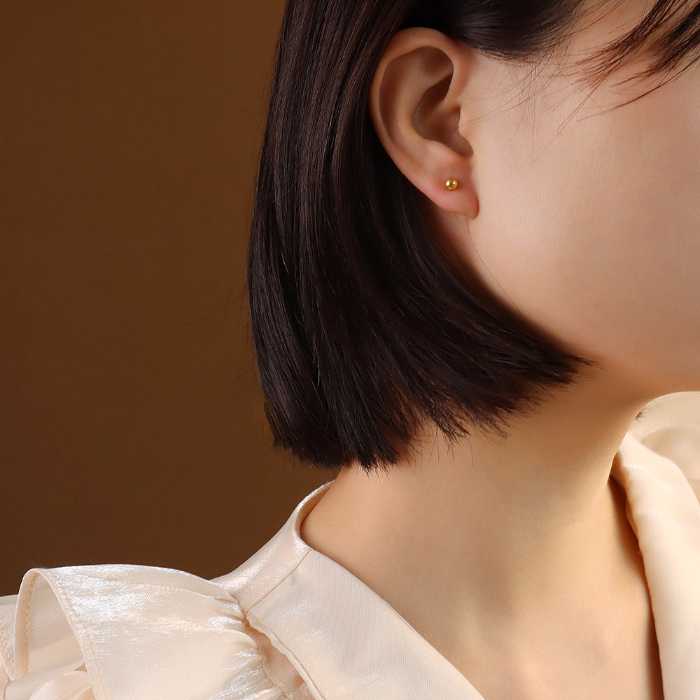 Marka style earrings Prince Wen same temperament imitation pearl earrings titanium steel 18K gold