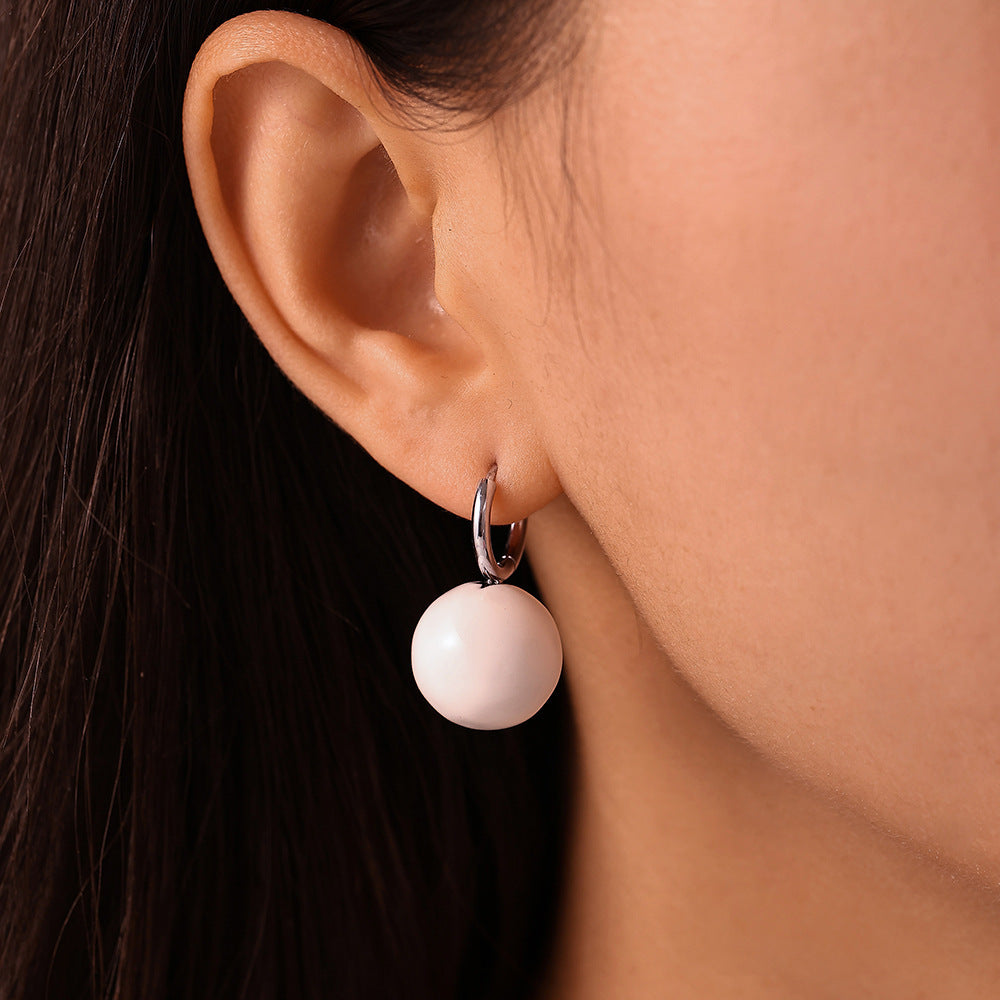 Oil painting candy color hollow steel ball earrings stainless steel PVD plating temperament fashion ear buckle earrings 99