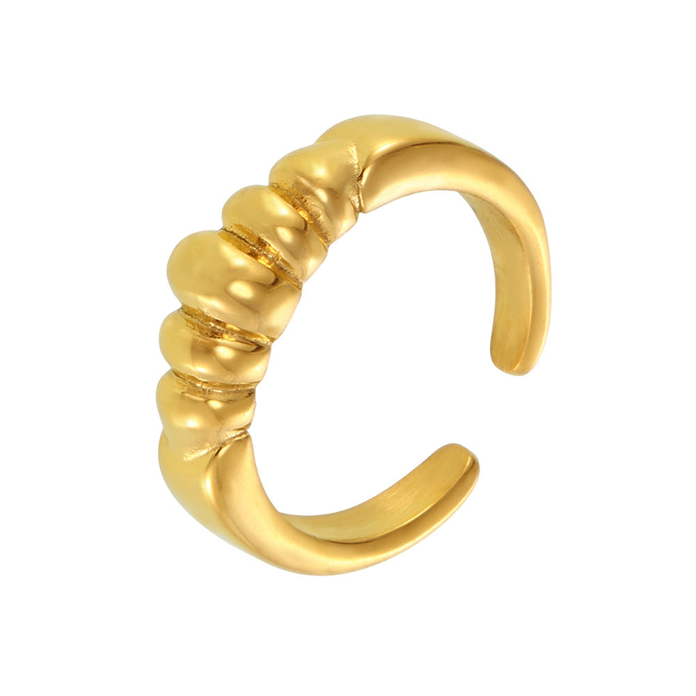 Design trendy niche fashion sense light luxury ring headband shape personality opening index finger ring plating 18k gold 99