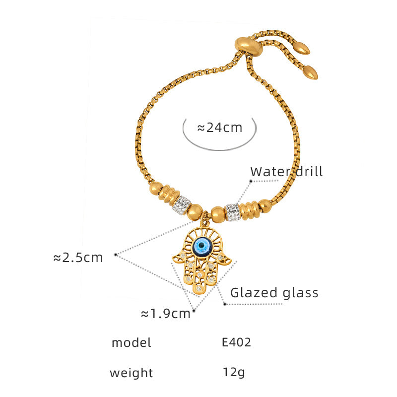 Premium sense light luxury personalized diamond-encrusted bracelet titanium steel plated 18K gold versatile simple and non-fading women's jewelry 99